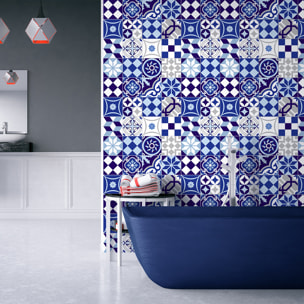 Stickers muraux - Sticker Mural Carrelage adhésif Cuisine Salle de Bain - 30 STICKERS CARREAUX DE CIMENT AZULEJOS GRAZIELLA