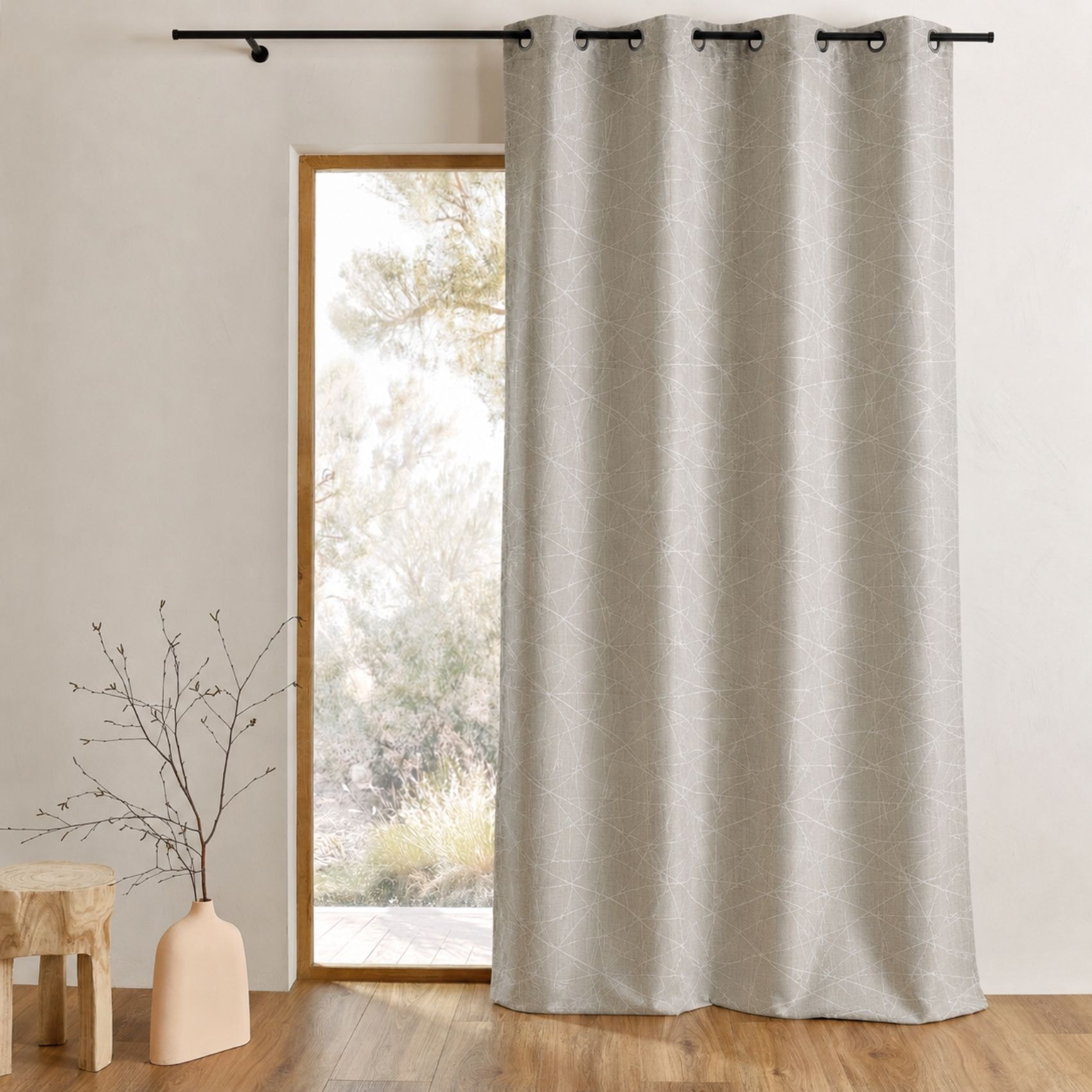 Rideau en Jacquard à Imprimés Design - Beige
