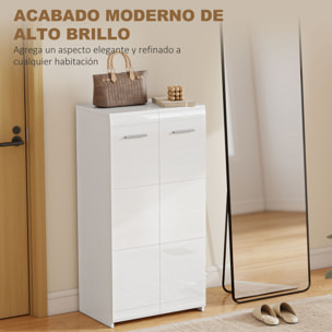 Mueble Zapatero, Armario para Zapatos Moderno con Estantes Ajustables, para 10 Pares de Zapatos, Zapatero para Pasillo, Recibidor, 55x36x108 cm, Blanco Brillo