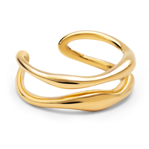 Anillo Doble Aire Acero Baño Oro