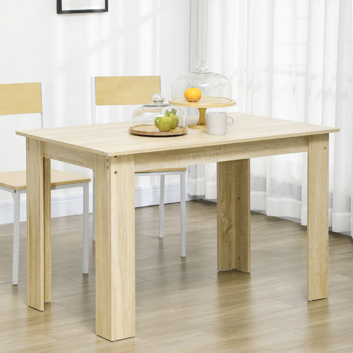 Table à manger grand plateau 4-6 personnes - dim. 120L x 69l x 75H cm - panneaux aspect chêne clair