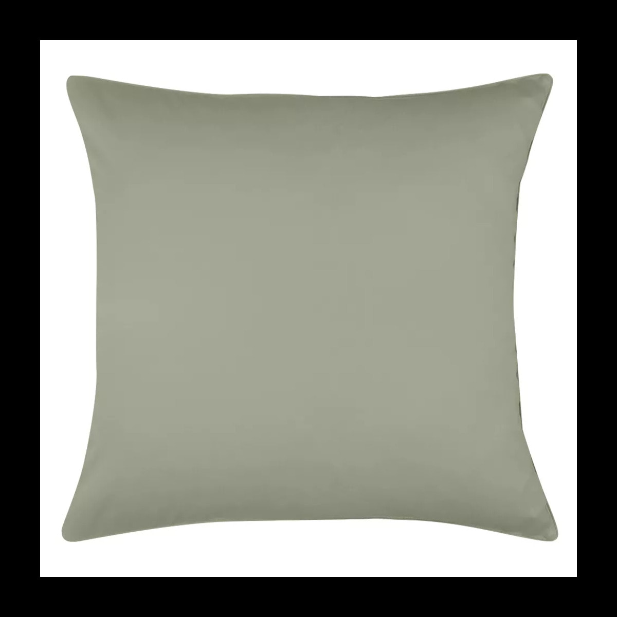 Taie d'oreiller satin de coton uni vert Ava uni lichen