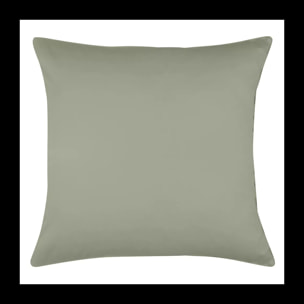Taie d'oreiller satin de coton uni vert Ava uni lichen