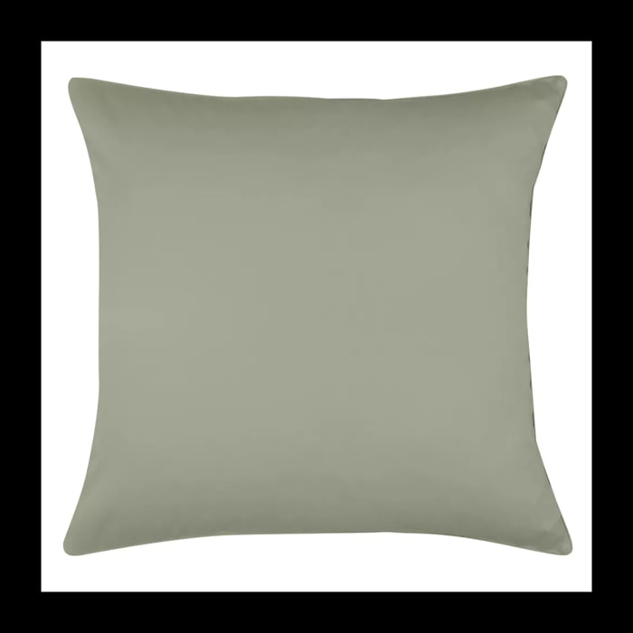 Taie d'oreiller satin de coton uni vert Ava uni lichen