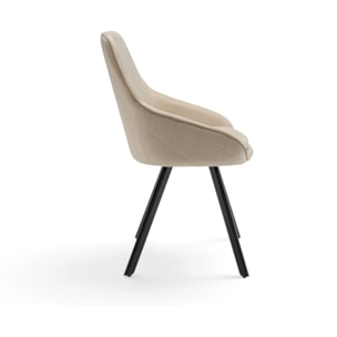 Set di 2 sedie TOLEDO in tessuto effetto velluto beige e gambe nere