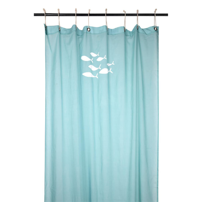 Voilage Esprit Marin Motifs Poissons - Turquoise