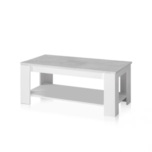 Mesa de centro elevable con almacenaje en blanco mate y gris cemento 120x43-54 cm Lya Blanco Artik (Blanco Mate) - Gris Cemento