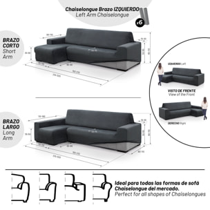 Funda TERCIOPELO ANTI MANCHAS Multi elástica para CHAISE LONGUE modelo VERONICA