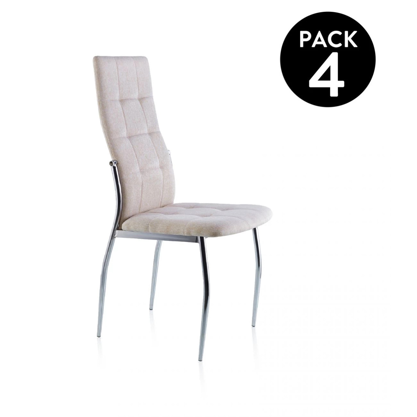 Pack 4 sillas de comedor en tejido beige 57x44 cm Diana Tejido - Beige
