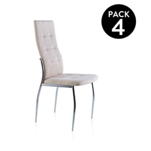 Pack 4 sillas de comedor en tejido beige 57x44 cm Diana Tejido - Beige
