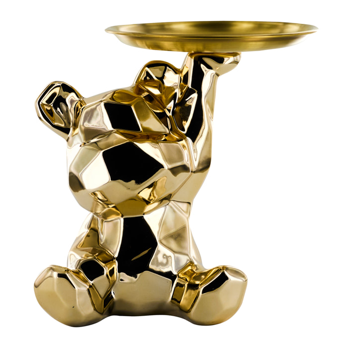 Statue Ourson Vide Poche Dore H12cm