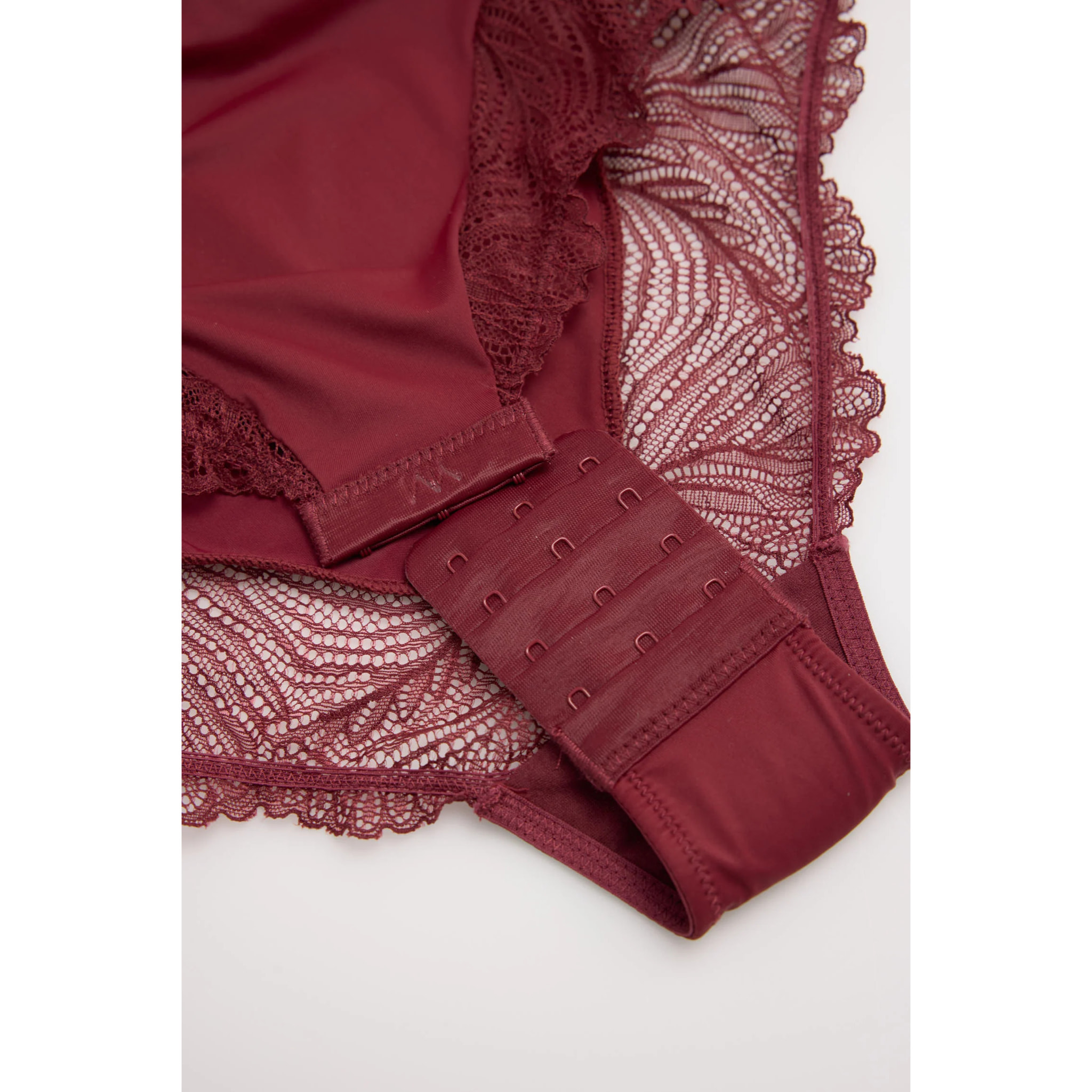 Body intimo a maniche lunghe con schiena scoperta color granato