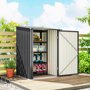 Abri de jardin - cabanon porte verrouillable - dim. 1L x 1,04l x 1,6H m - tôle d'acier ondulée anthracite