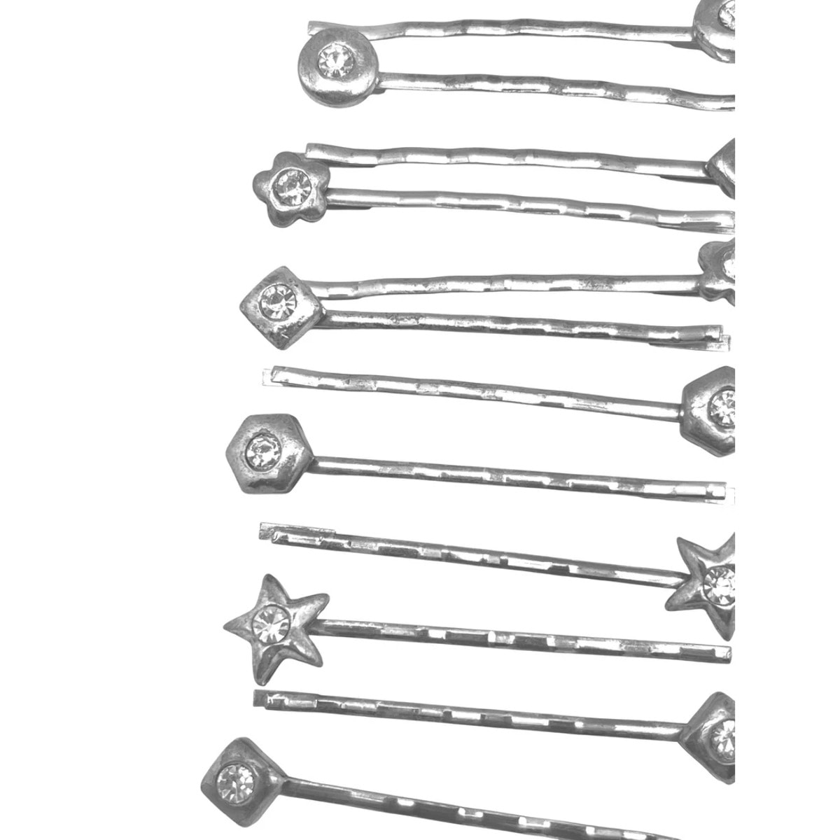 Pack 12 Horquilla surtido figuras en plata 10µ con cristales de SW cristal