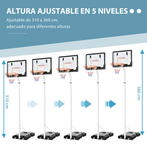 Canasta de Baloncesto con Ruedas Altura Ajustable 260-305 cm 90x83x310-360 cm