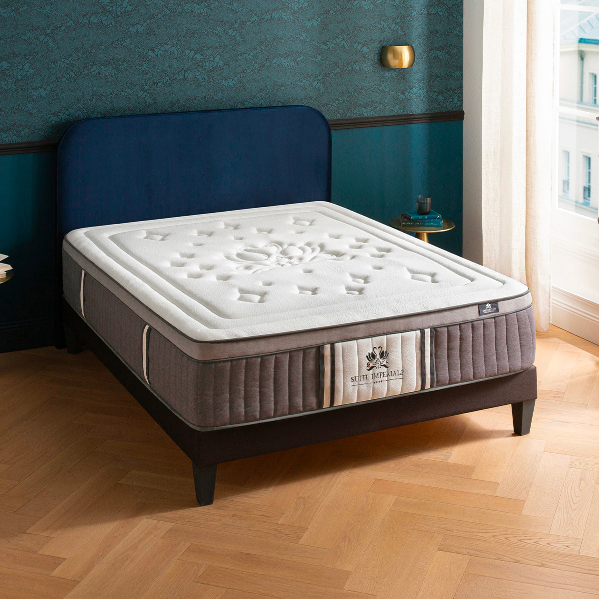 Ensemble Matelas Suite Impériale & Sommier KIT15, 35 cm, Ressorts Ensachés, Micro-Ressorts et Mémoire de Forme, Technologie Tri-Lattes, Soutien Ferme