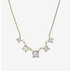 Collana Girocollo in Argento 925 placcato Oro Giallo 18Kt con Ciondoli in Cubic Zirconia