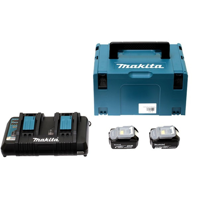 Power Pack MAKITA 18V Li-Ion + 2 baterías 18V 4.0Ah + 1 cargador doble con maletín MAKPAC - 197504-2