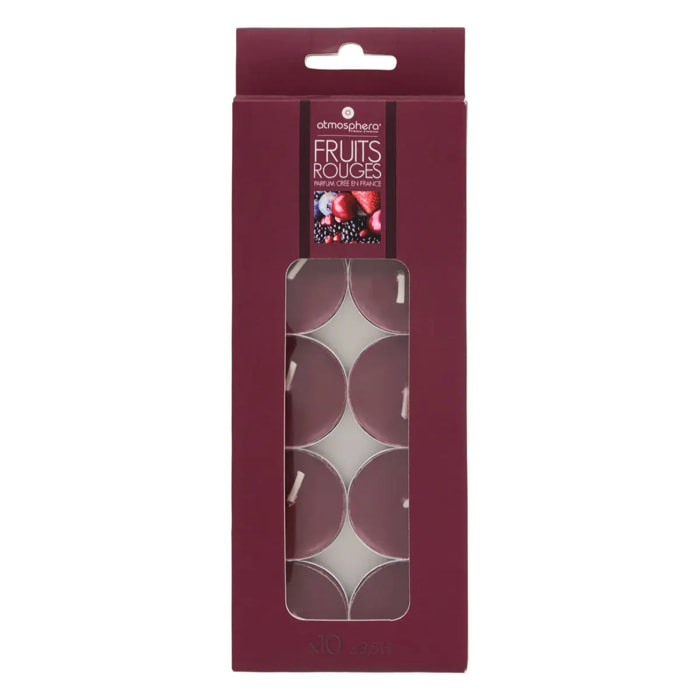 Lot de 10 bougies parfumées fruits rouges 150g