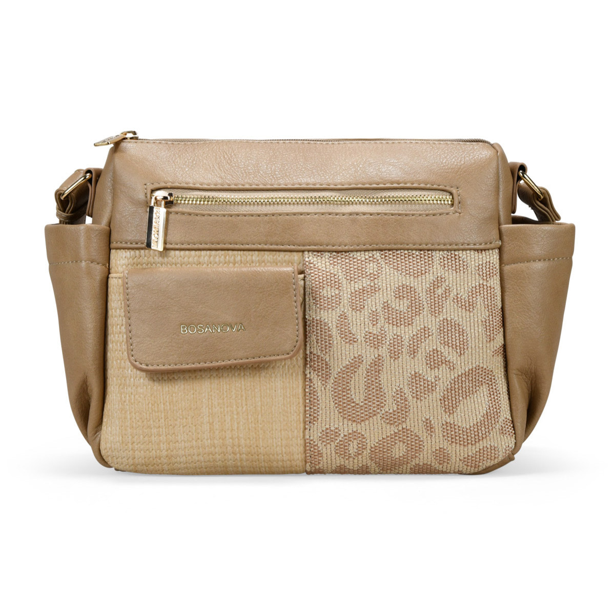 Bolso bandolera beige con bolsillos