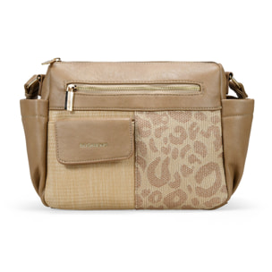 Bolso bandolera beige con bolsillos