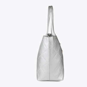 Shopper effetto pelle monogramma con logo ovale pendente