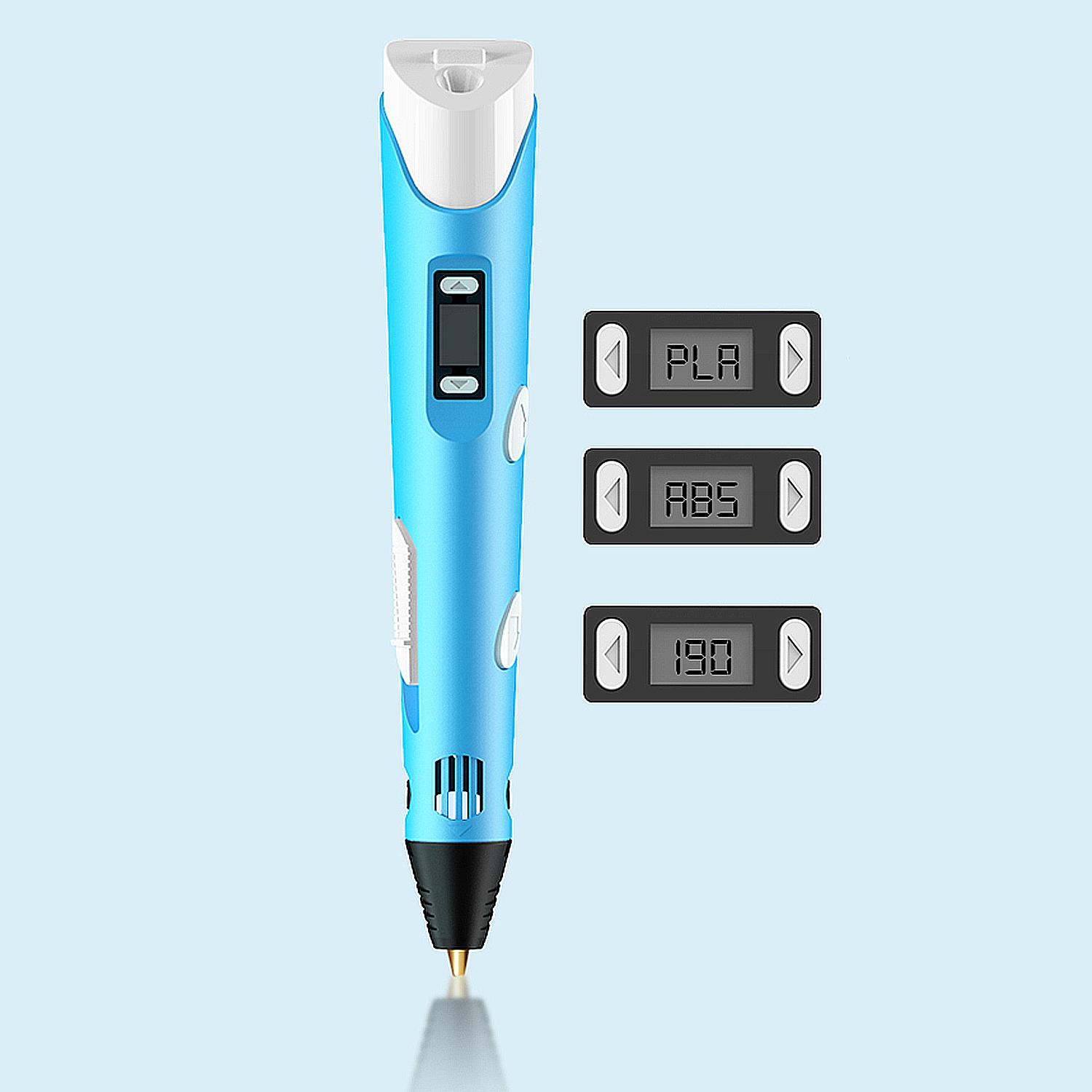 Penna per stampante 3D. Alta temperatura, fino a 220 gradi. Include 3 rotoli di filamento PLA da 3 metri.