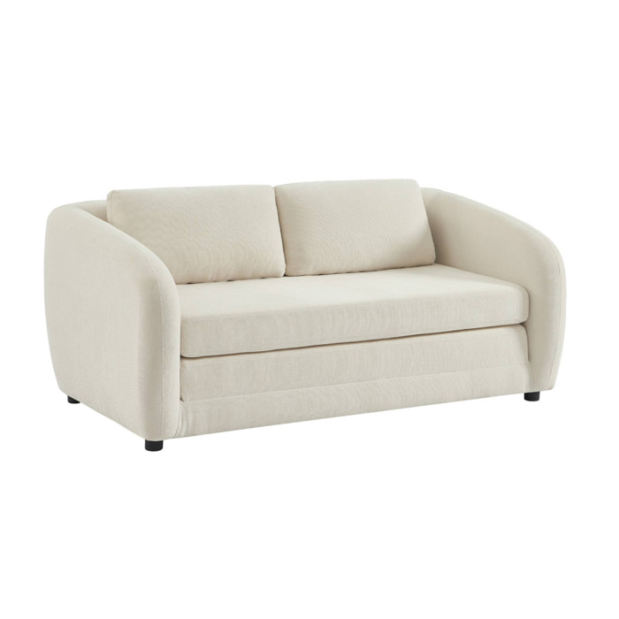 Canapé convertible 2 places tissu chenille blanc - L 170 x P 95 x H 76cm - Twist