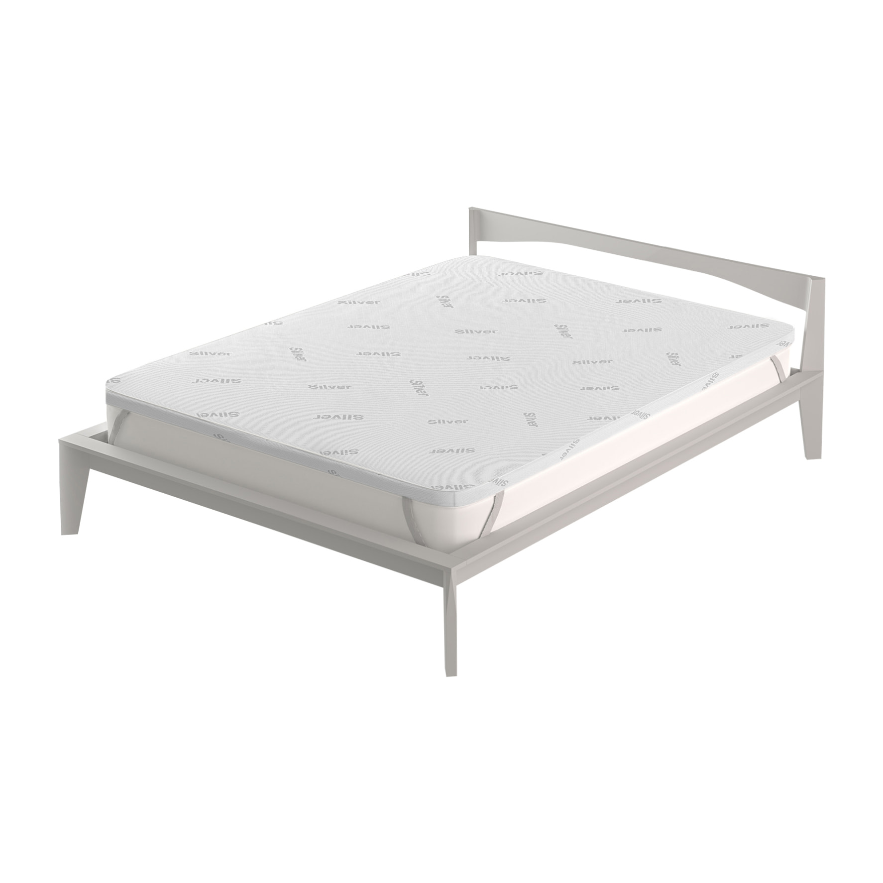 TOPPER MEMORY CON FODERA SILVER, MADE IN ITALY, PIAZZA E MEZZA FRANCESE