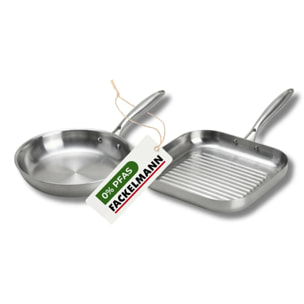 Poêle à Frire 26 cm et Gril 28 cm inox 18/10 Triply Fackelmann Vita3