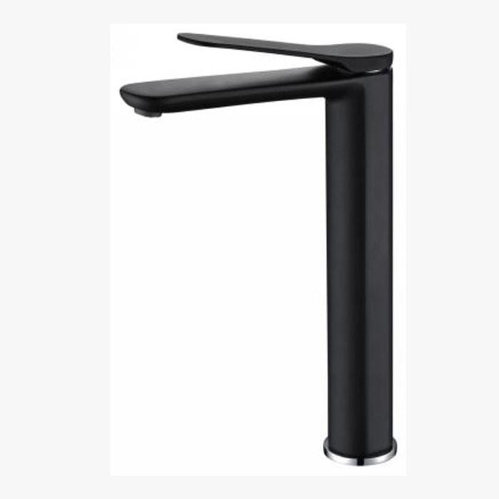 Grand robinet de salle de bain noir mat pour vasque à poser