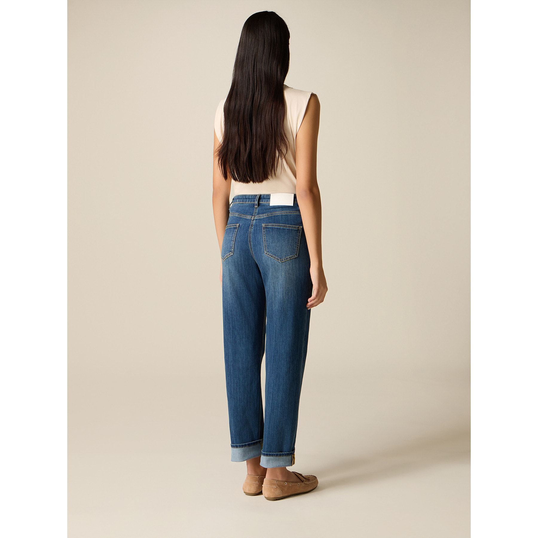 Oltre - Jeans regular relaxed con dobladillo - Azul