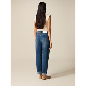 Oltre - Jeans regular relaxed con dobladillo - Azul