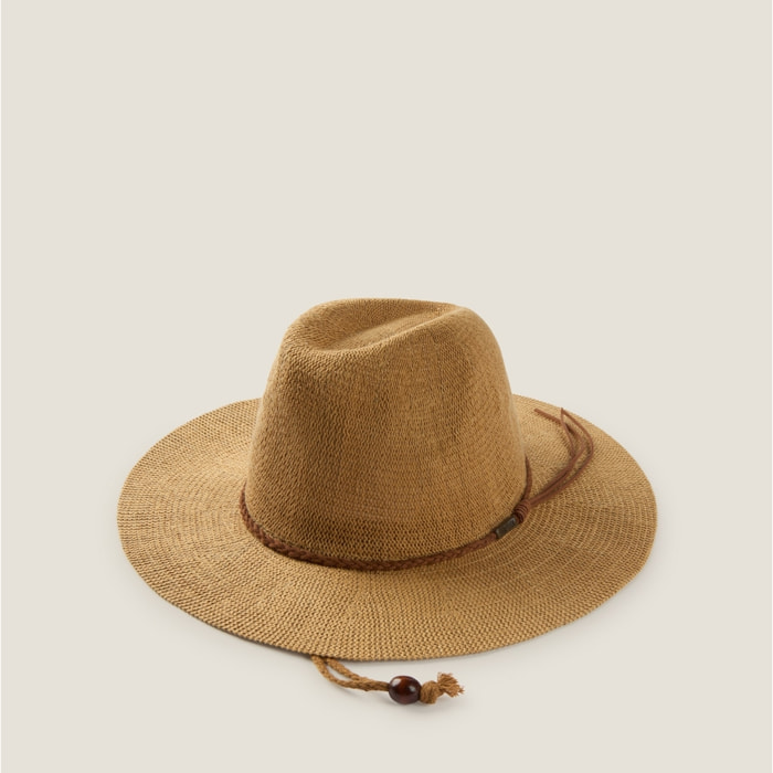 Sombrero ala ancha tira cuero Blixo color marron Papel