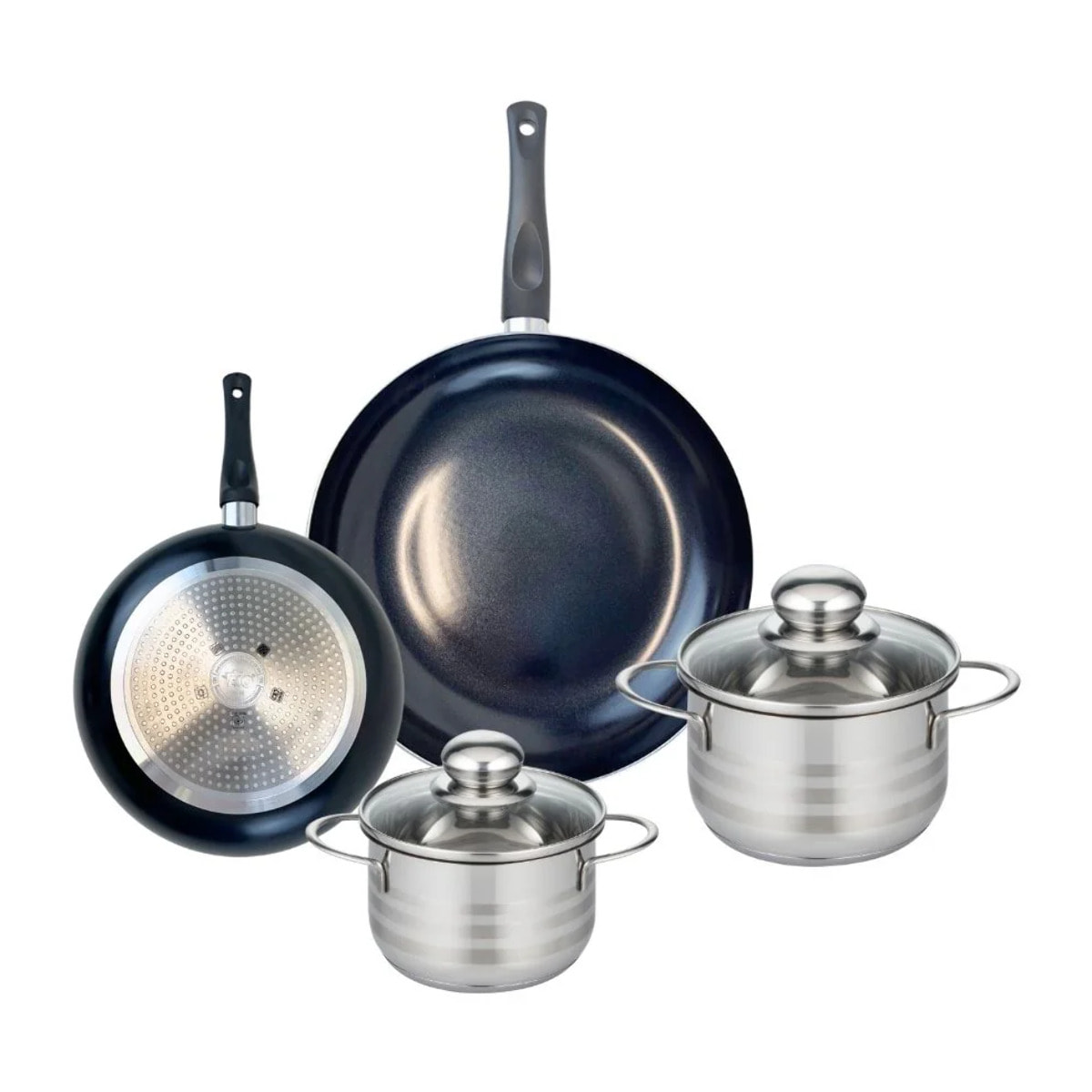 Ensemble de 2 Poêles de cuisson 20 et 28 cm et 2 faitouts 14 et 16 cm Elo Prima Brillant