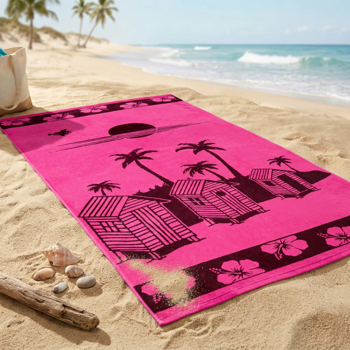 Serviette de plage éponge velours Jacquard - Sissi - 90x170cm - 400g/m²