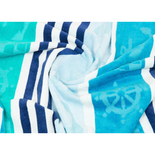 Telo Mare Spugna Jacquard Spiaggia Disegno Nautik