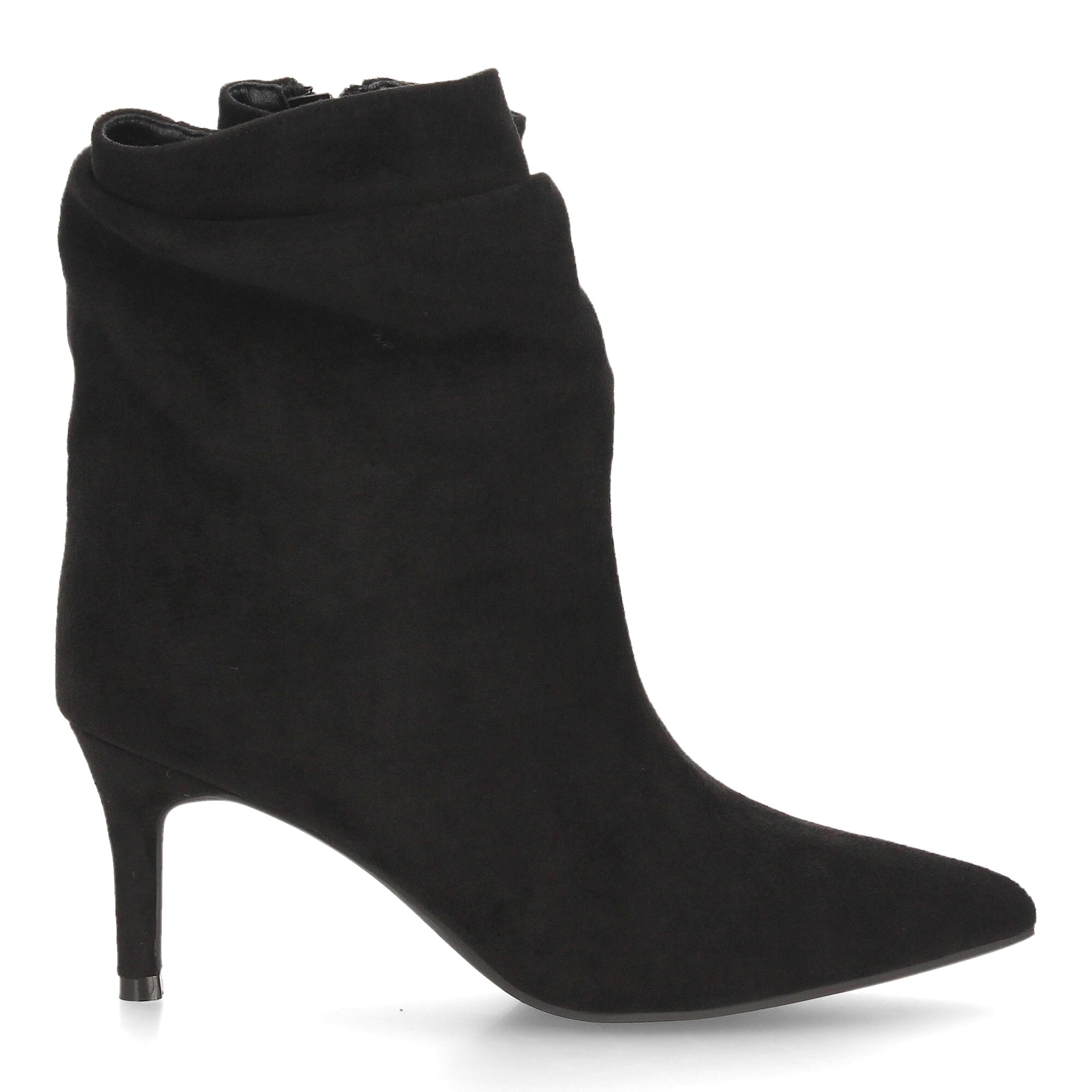 Botines de tacón fino con caña arrugada para mujer