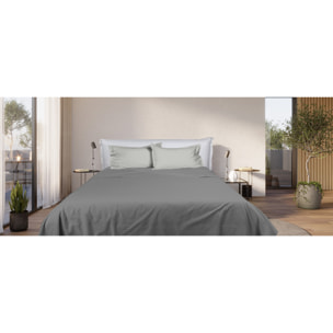 UNO CASA DESIGN Completo Letto Bice 25 Bicolor in Puro Cotone_Matrimoniale_grigio-chiaro