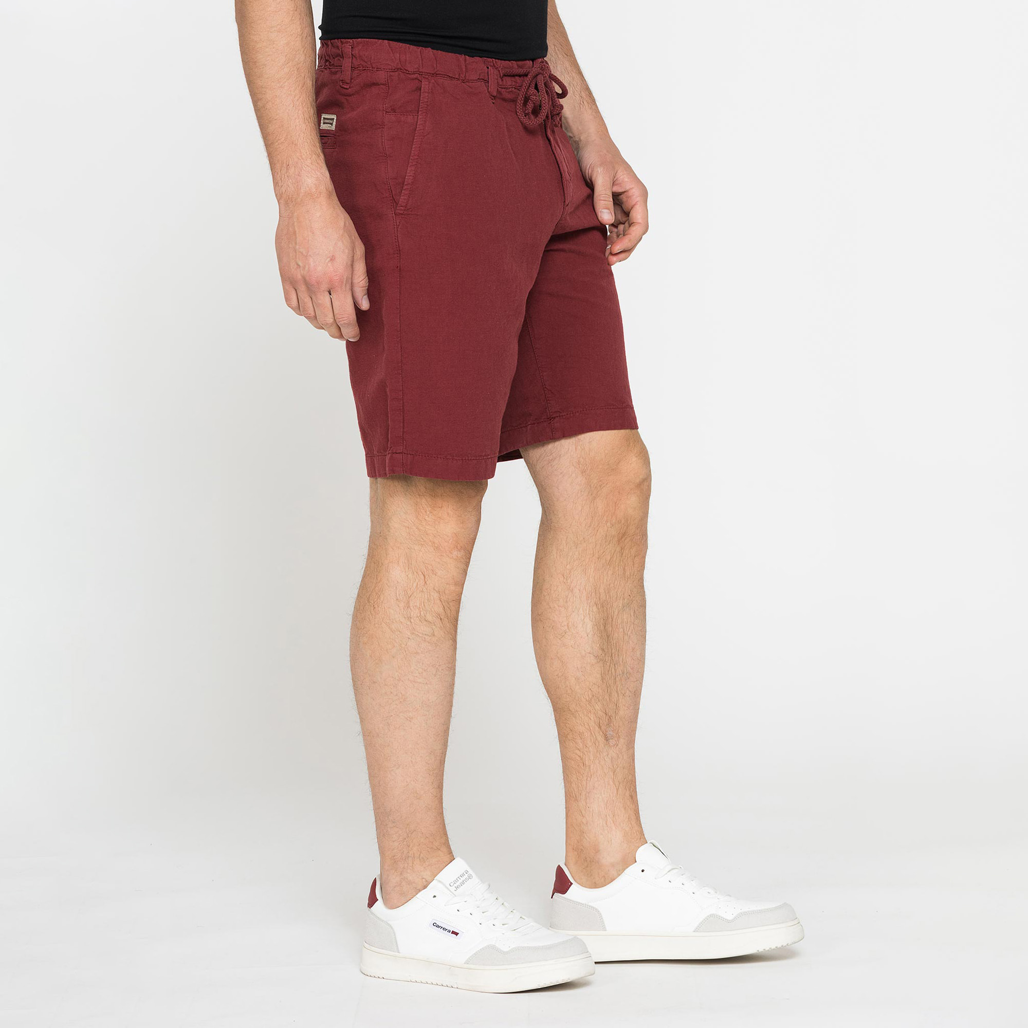 BERMUDA CHINO IN TESSUTO LINO E COTONE CON COULISSE