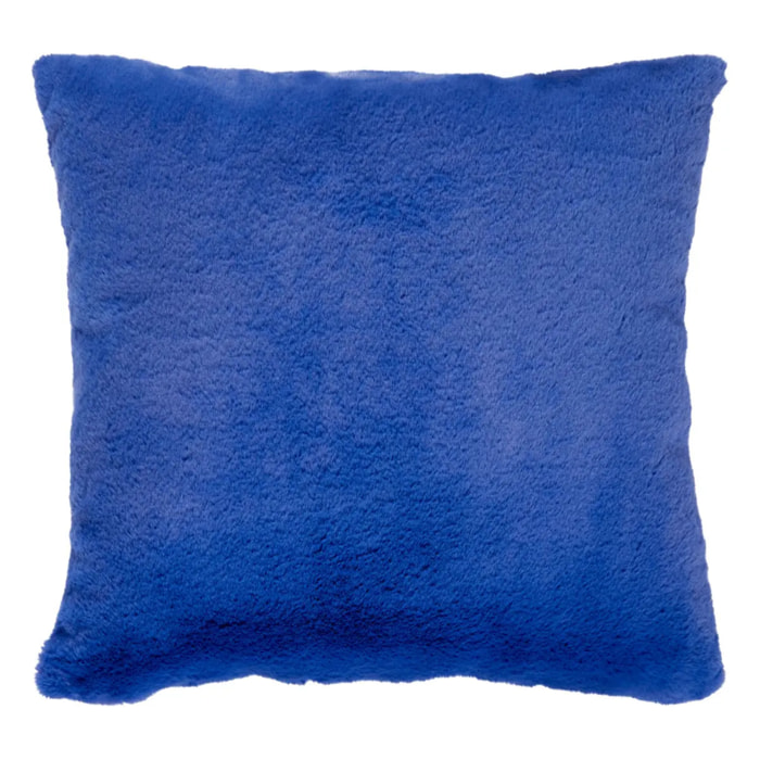 Coussin fausse fourrure "Couka" bleu indigo 45x45cm