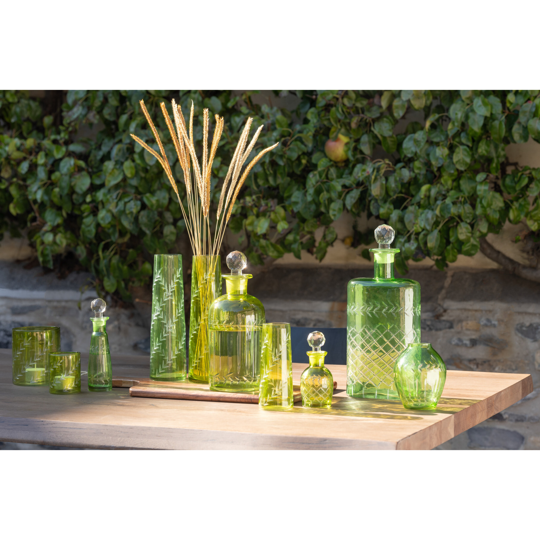 J-Line carafe Feuil - verre - vert - small - 2 pièces