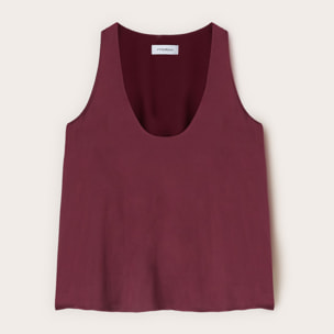 Motivi - Top de raso de hombro ancho - Burgundy