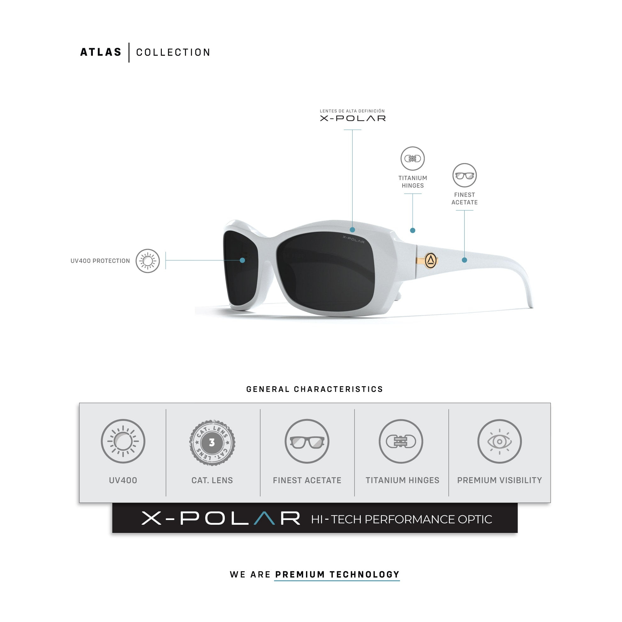 Gafas de Sol Uller Atlas White / Black para hombre y para mujer