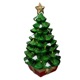 Albero in resina innevato verde con led cm36x36h67
