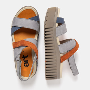 Sandalia de cuña 1676 MULTI DENIM-DARK ORANGE/BRIGHTON color Denim-dark orange