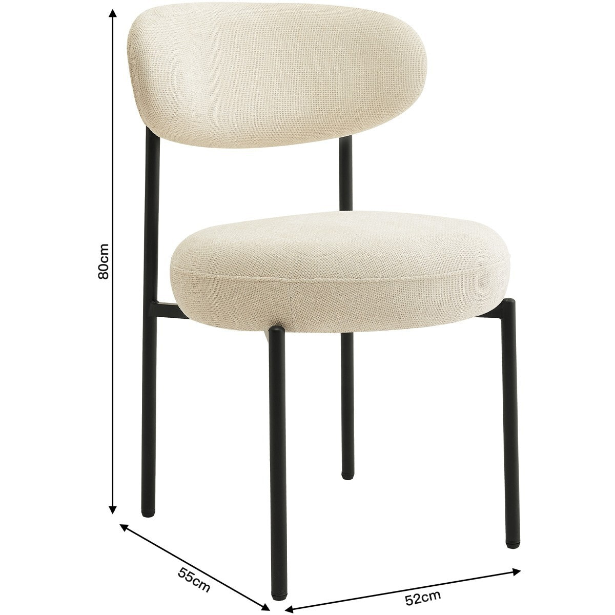 Lot de 2 chaises de salle à manger en tissu chenille - ORLA