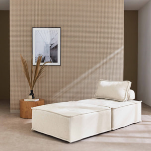 Lot de 2 chauffeuses pour canapé modulable tissu capitonné crème avec un coussin