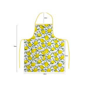 Set 2 Pezzi Grembiule Cucina Con Tasche 100% Cotone Disegno Peschiera