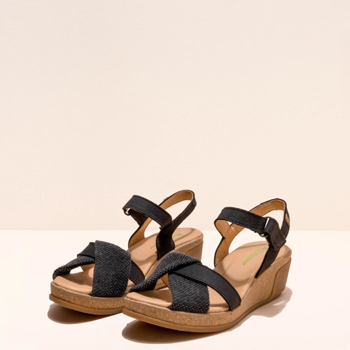 Sandalias N5038 PLEASANT-LINO BLACK / LEAVES color Black